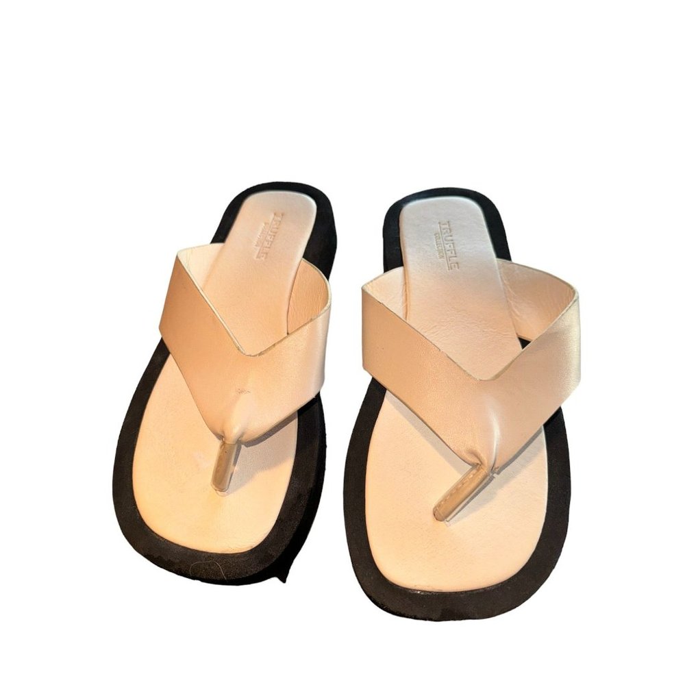 Women's Metallic Nude Wide Strap Thong Sandals
